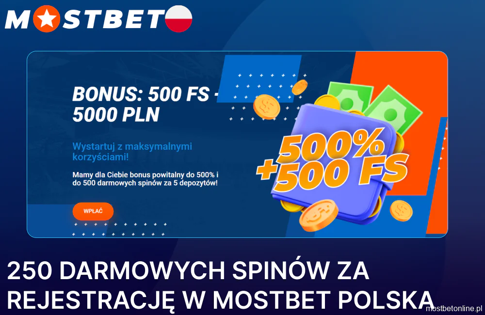 250 free spinów za założenie konta w Mostbet Polska