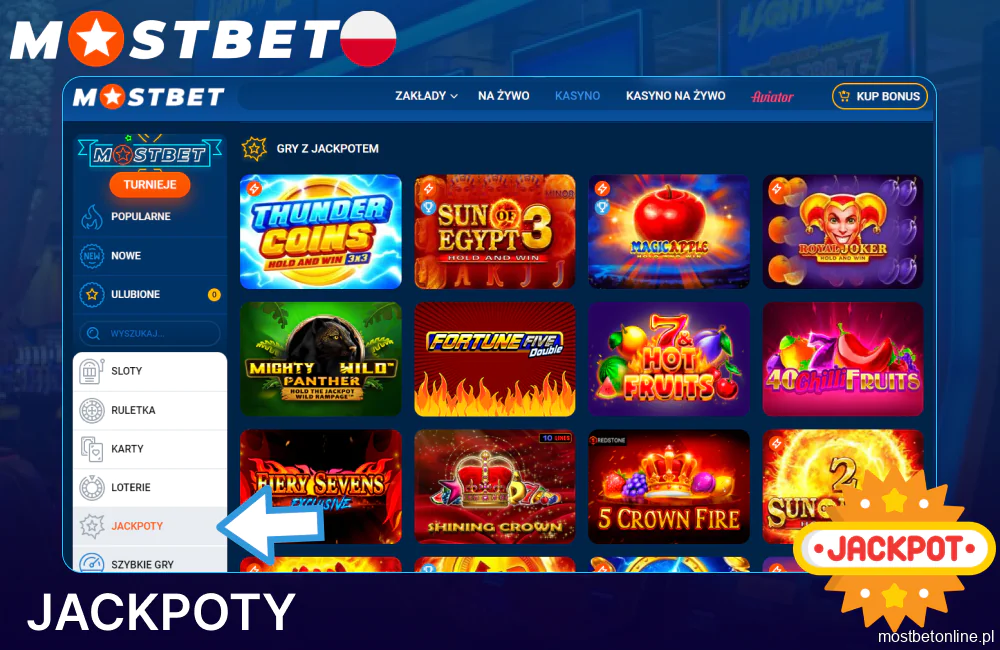 Gry z jackpotem w Mostbet Polska