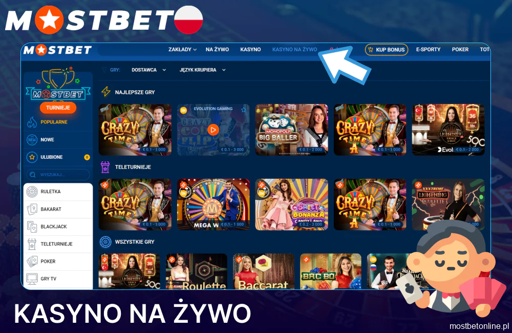 Opcje kasyna online na żywo Mostbet Kasyno internetowe