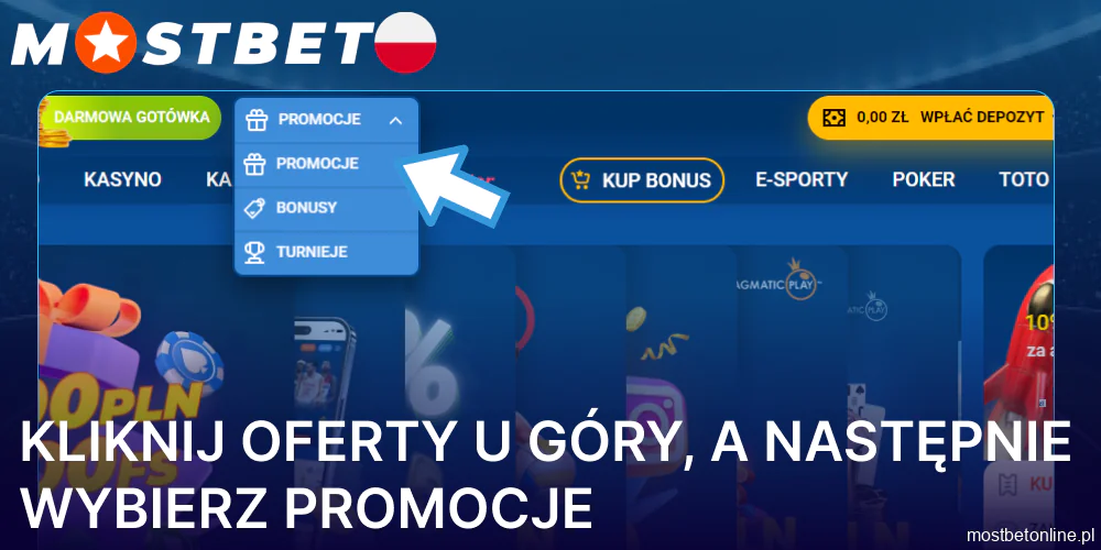 Kliknij Oferty na górze i wybierz Promocje