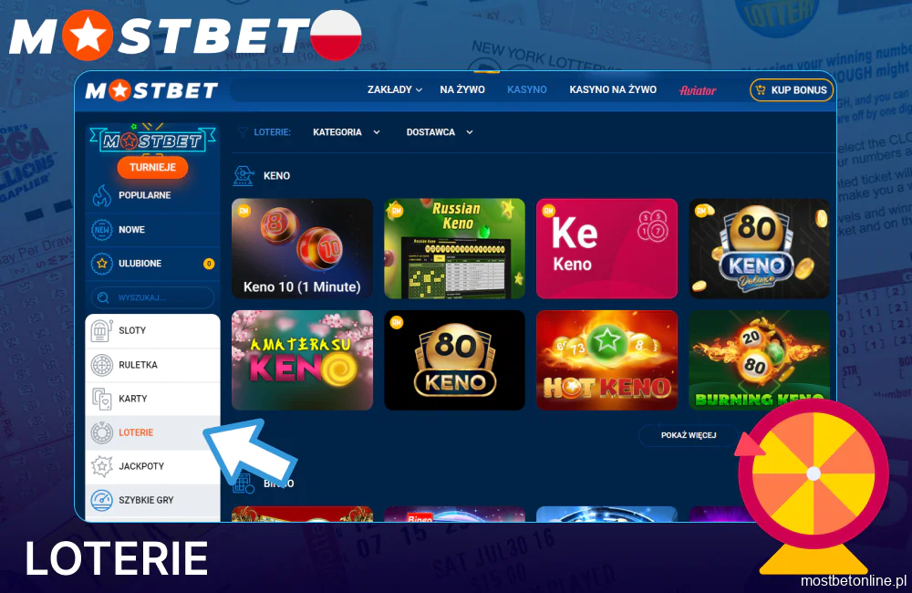 Gry loteryjne online w Mostbet