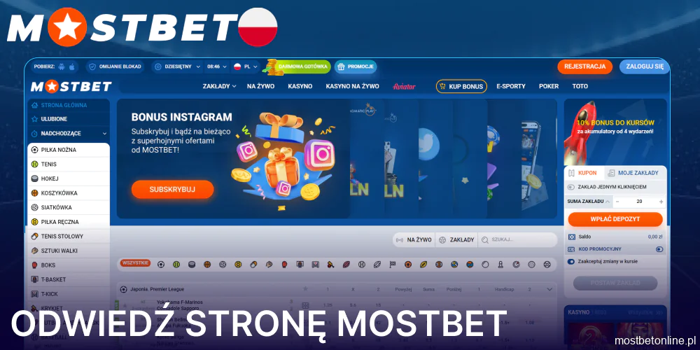 Otwórz oficjalną stronę Mostbet