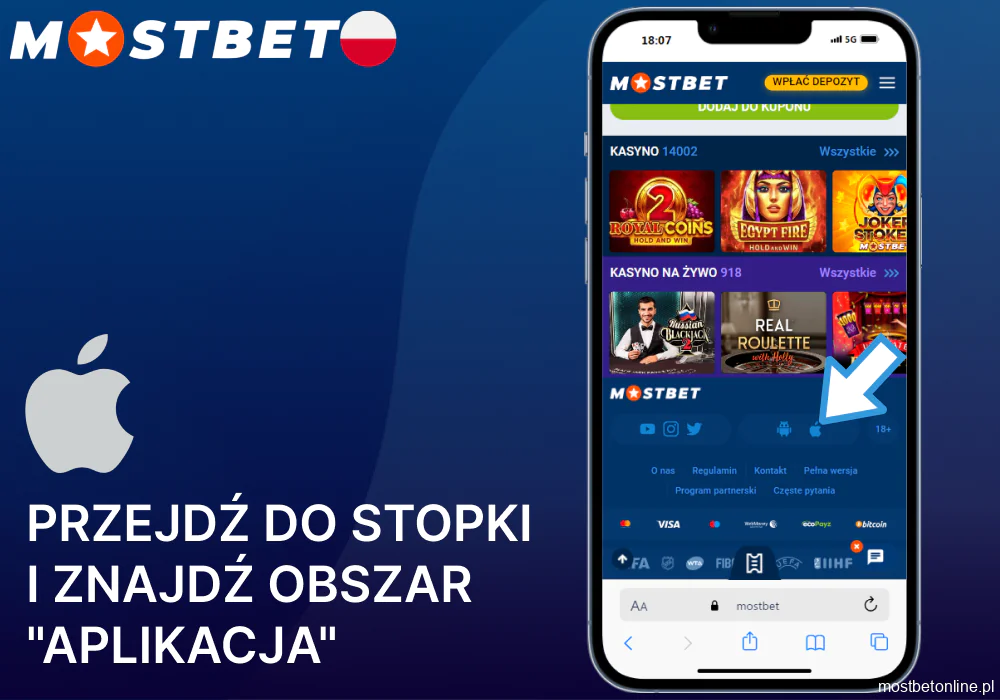 Otwórz menu rozwijane w Mostbet