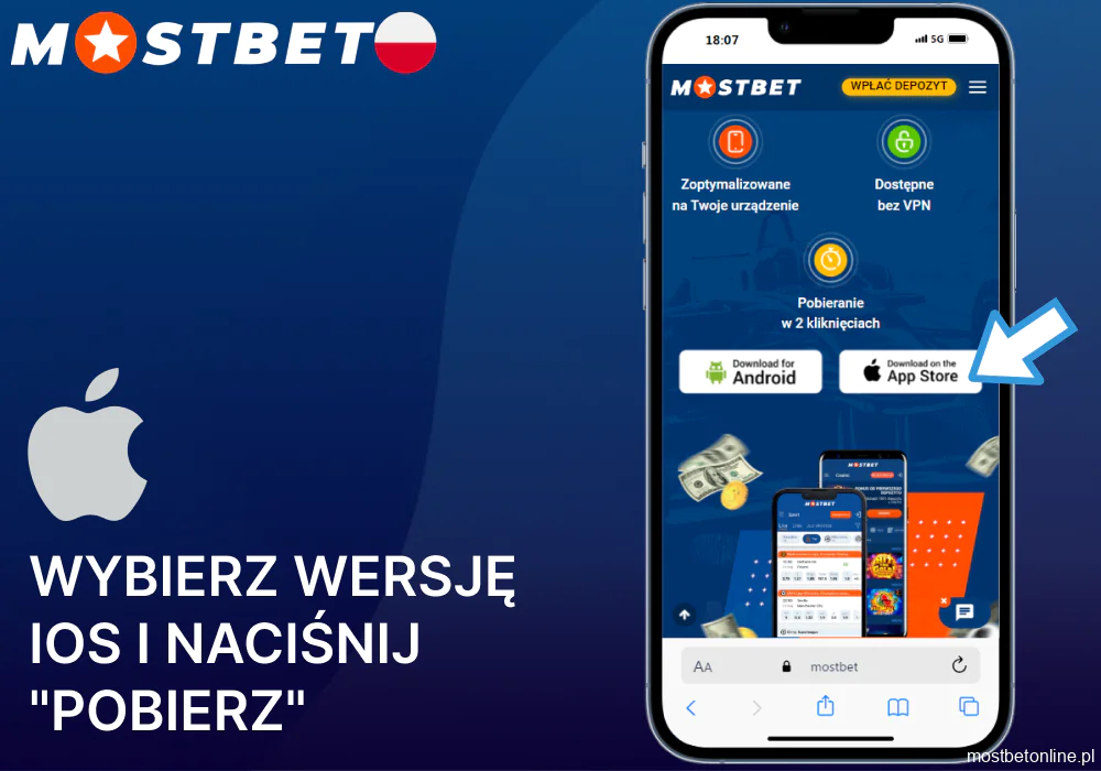 Kliknij Pobierz aplikację Mostbet