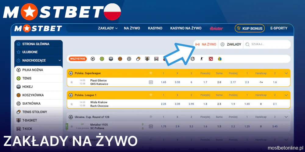 Obstawianie na żywo w Mostbet