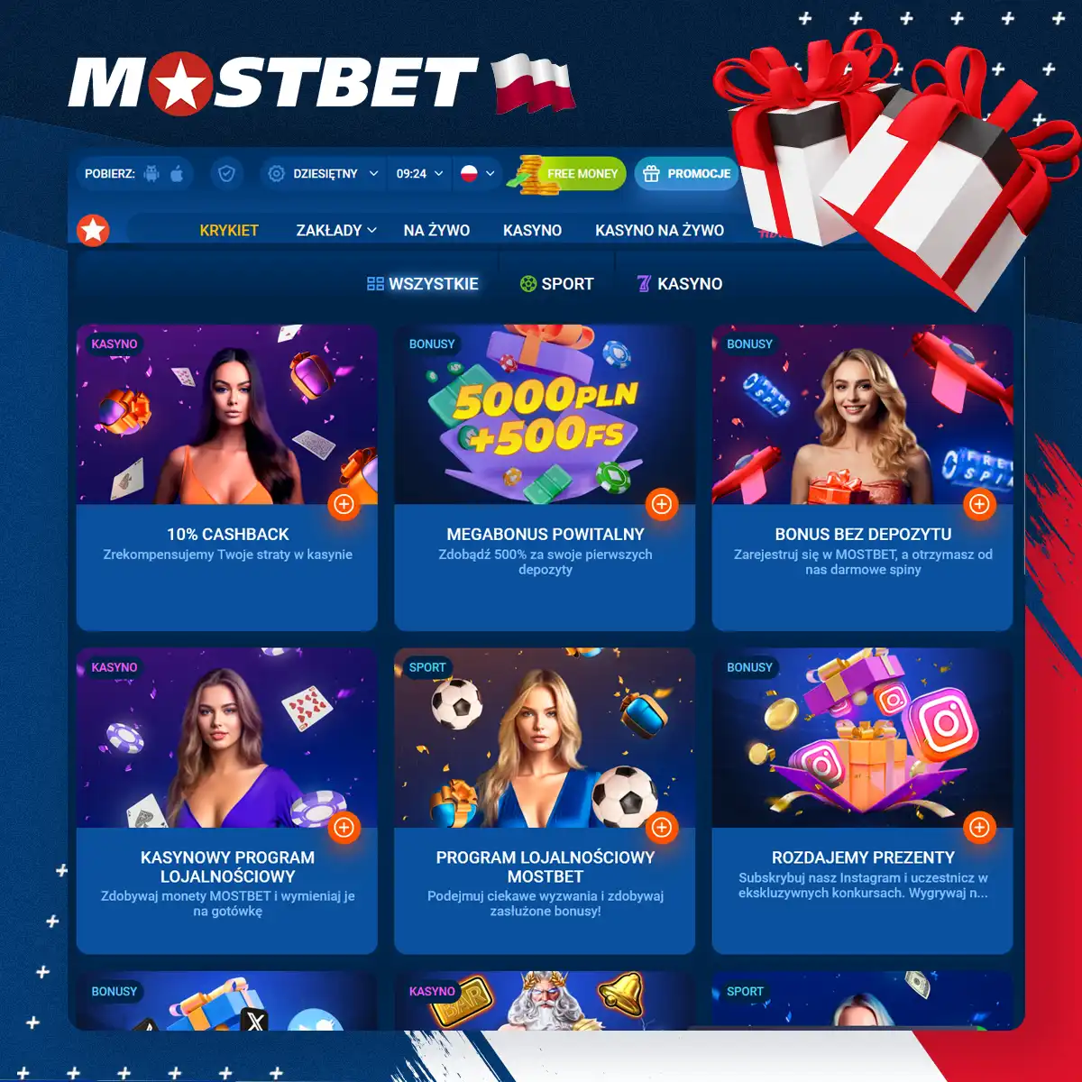 Przegląd bonusów i promocji Mostbet