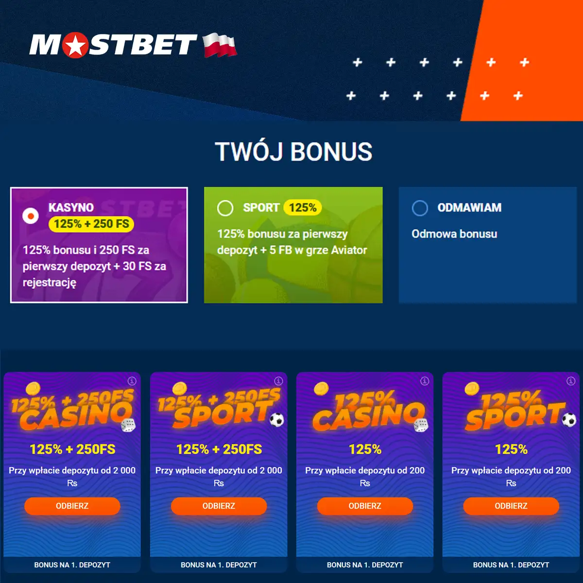 Jak otrzymać bonus powitalny na sport i kasyno w Mostbet?