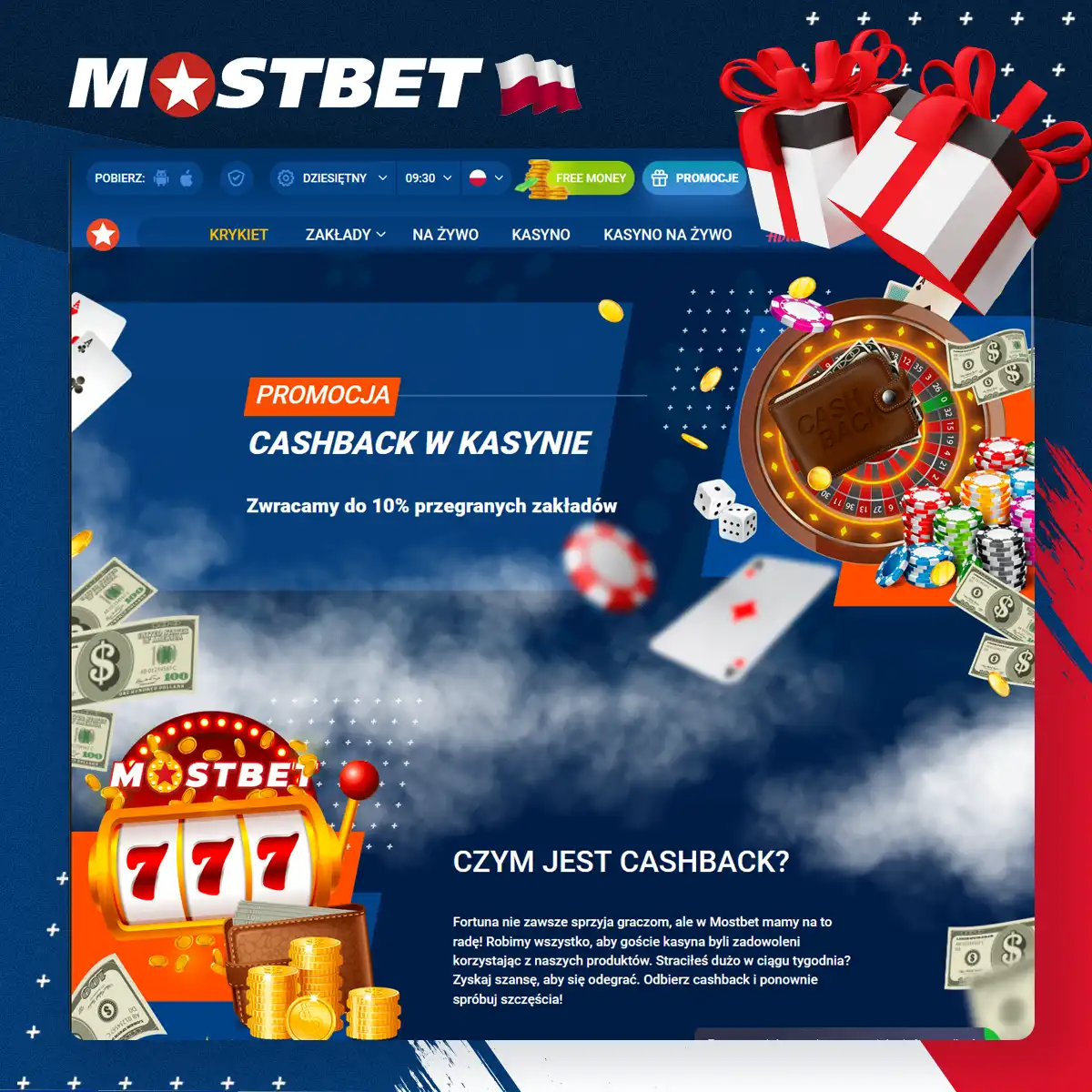 Jak uzyskać 10% cashback w kasynie Mostbet