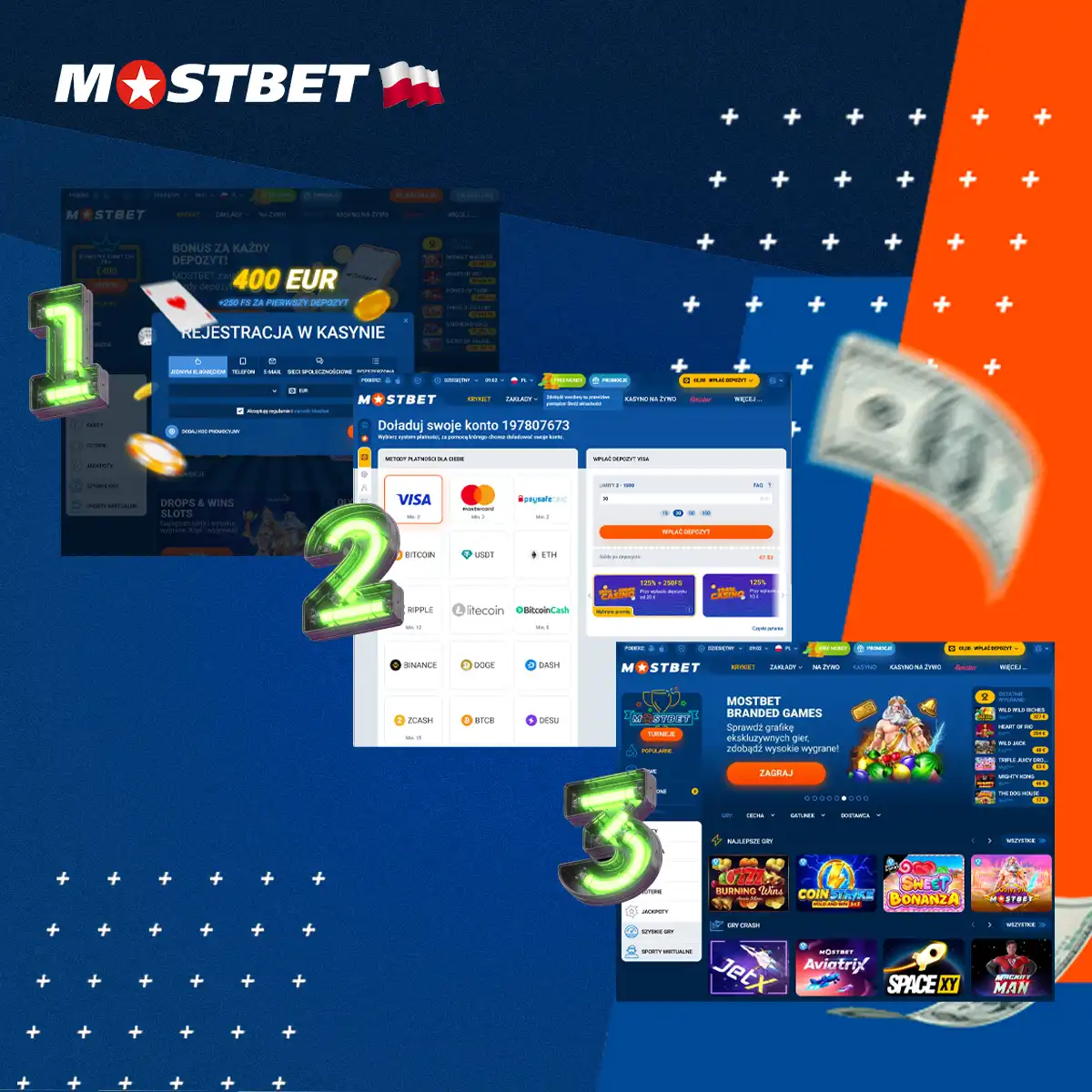 Zarejestruj się i zacznij grać w kasynie Mostbet