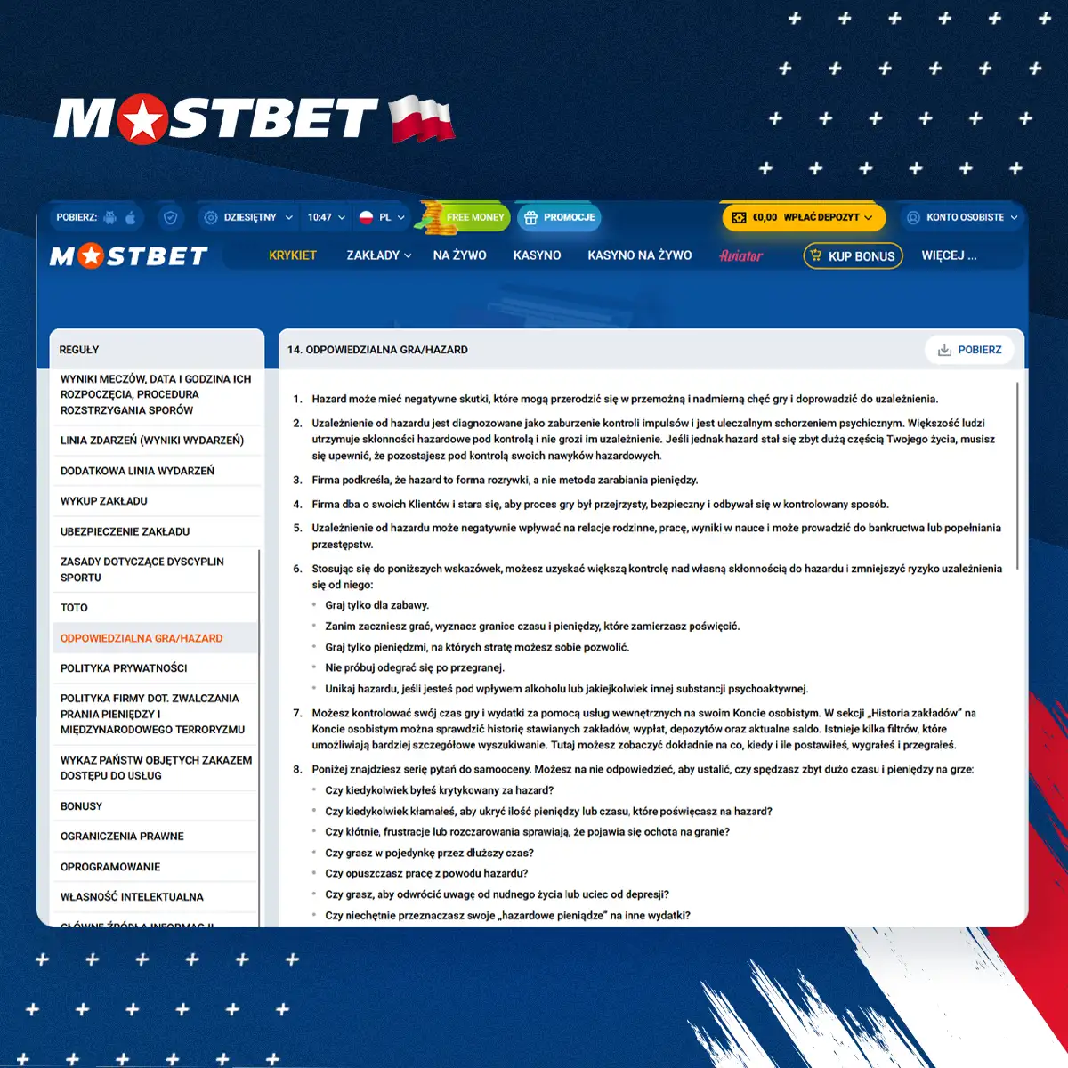 Mostbet ma odpowiedzialne podejście do hazardu