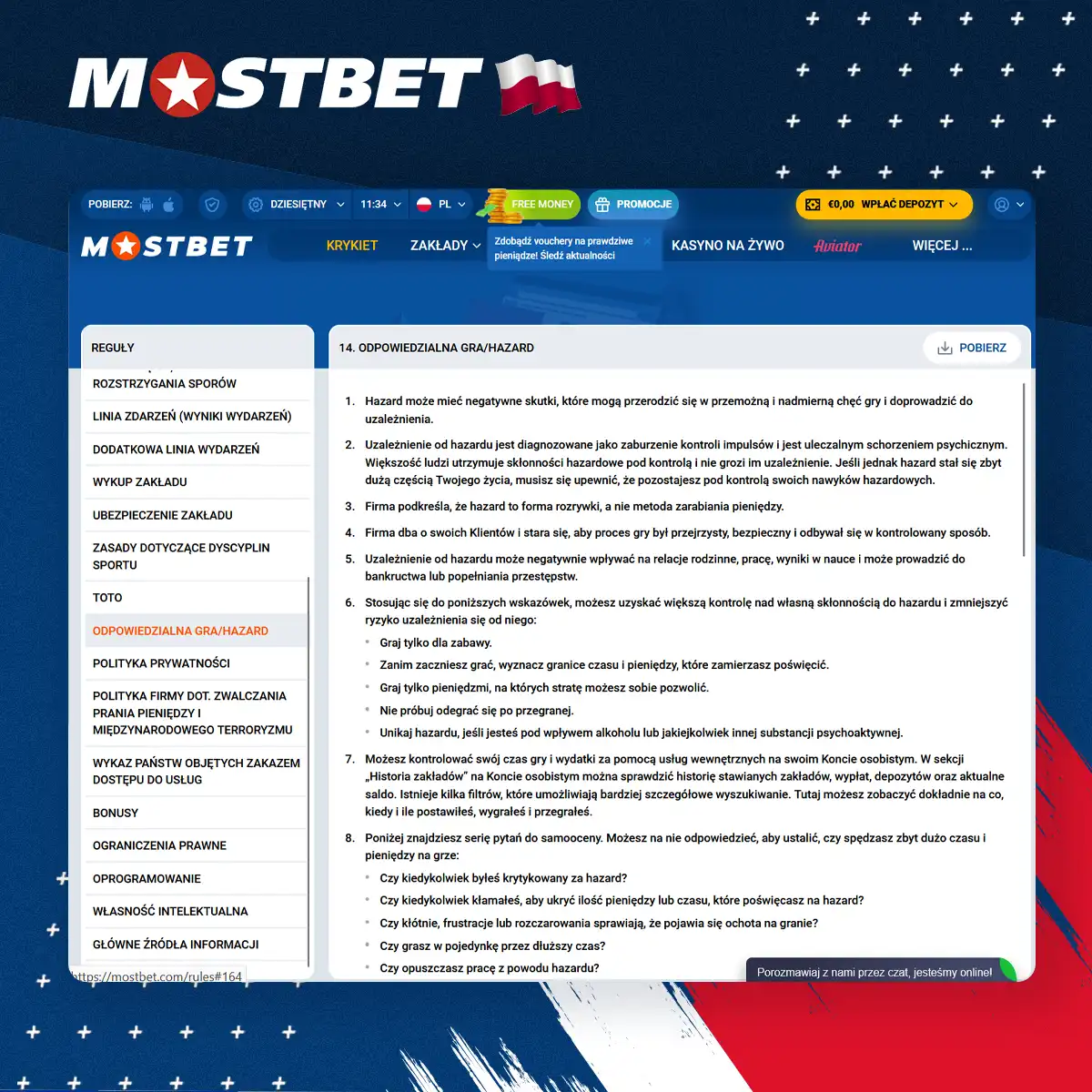 Mostbet zachęca do odpowiedzialnego podejścia do hazardu