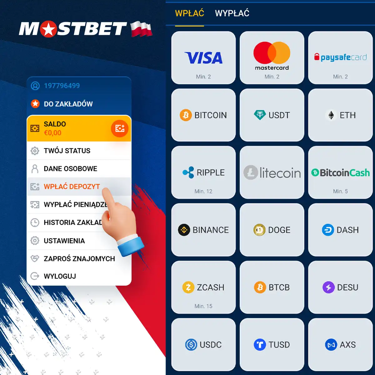 Jak dokonać wpłaty w Mostbet Polska