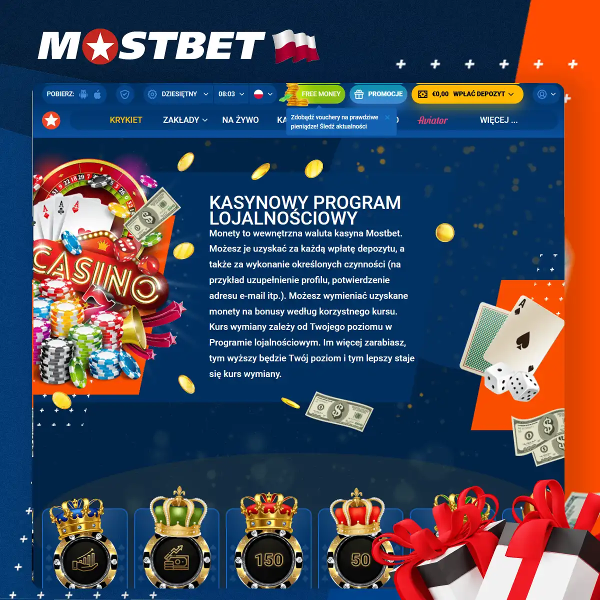 Jak wziąć udział w kasynowym programie lojalnościowym w Mostbet?