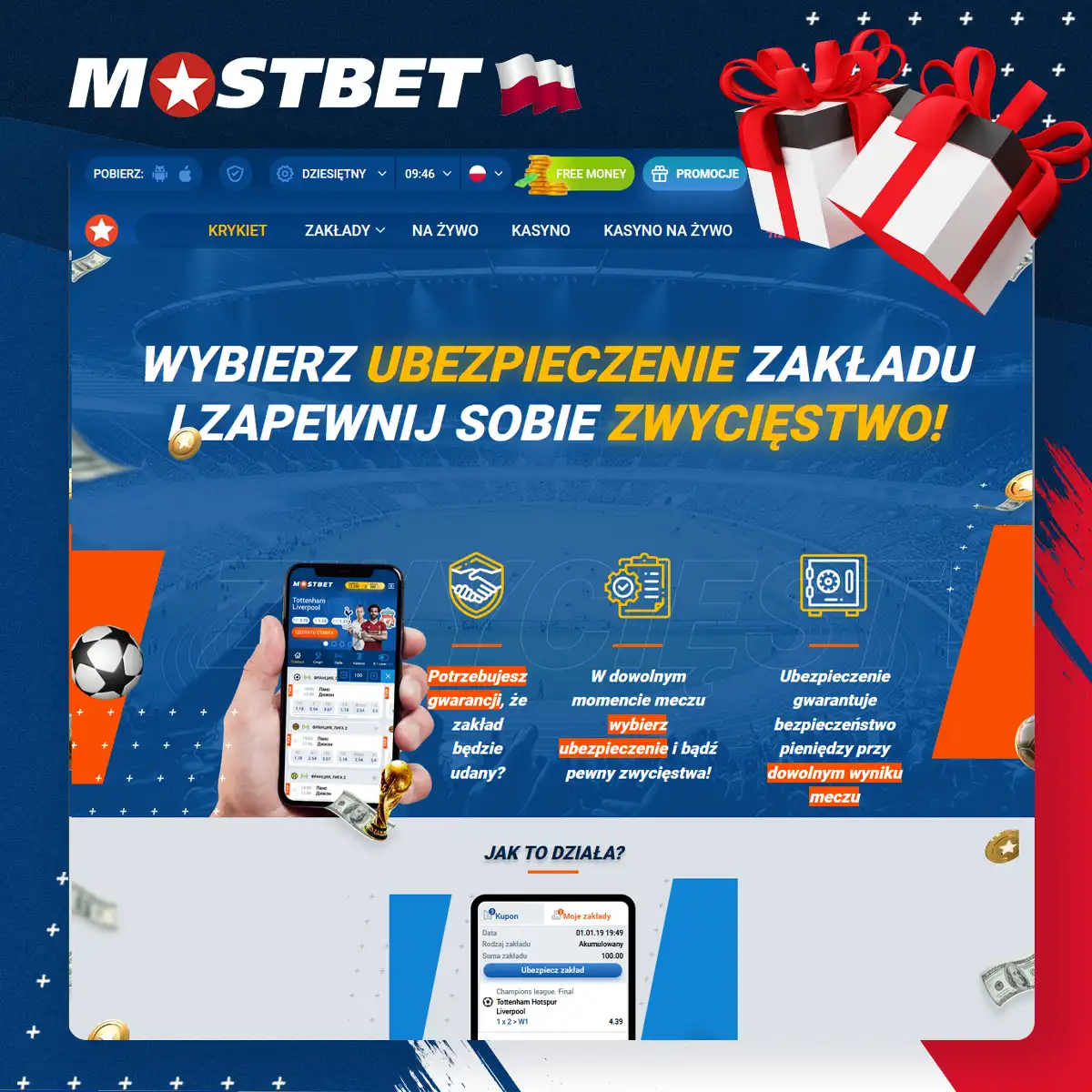 Jak ubezpieczyć zakład w Mostbet?