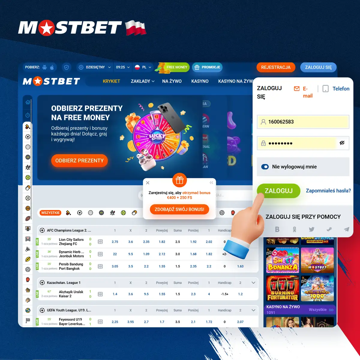 Jak zalogować się na konto Mostbet po rejestracji?