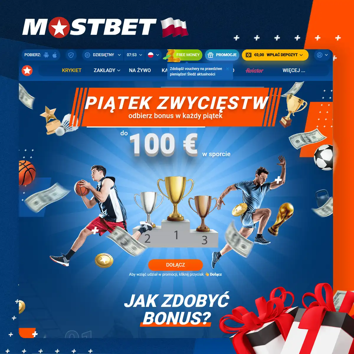 Jak zdobyć bonus Zwycięski piątek na platformie Mostbet?